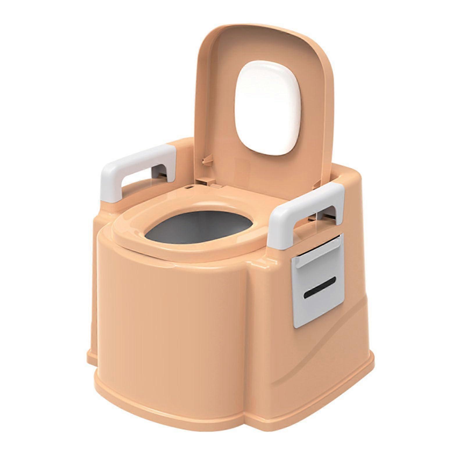 Portable Commode Chair with PU Backrest and Double Odor Control for Elderly Bedroom or Bathroom