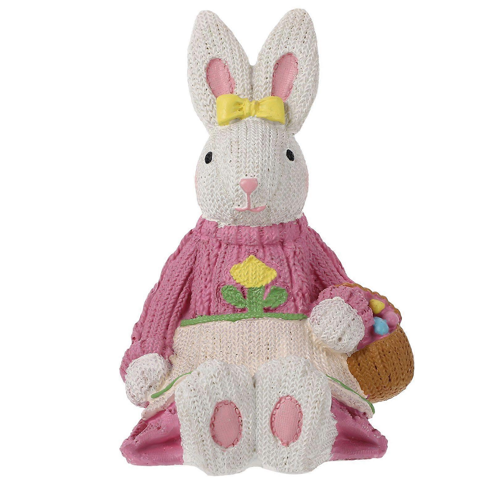 1pc Household Desktop Decoration Easter Rabbit Ornament Resin Rabbit Craft