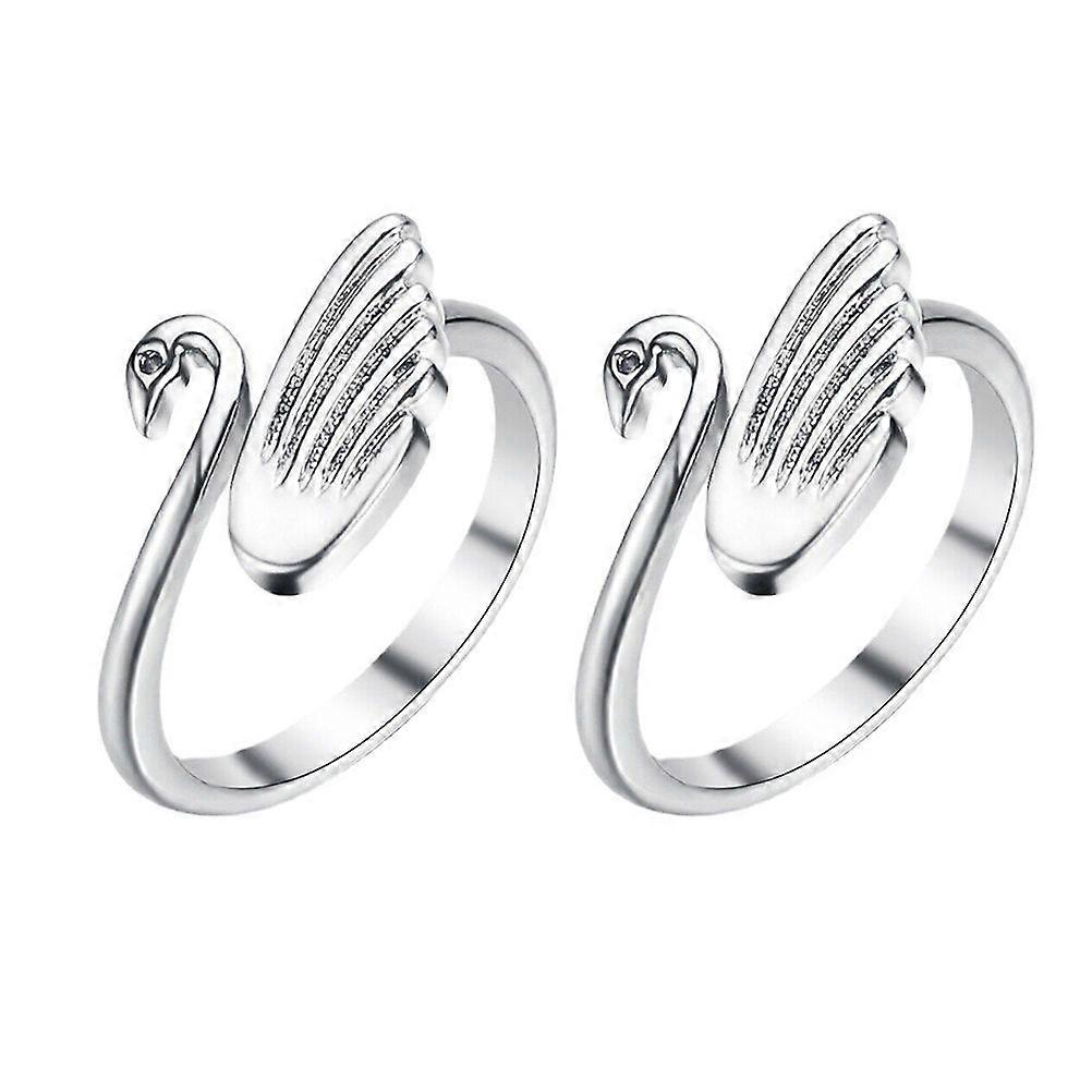2PCS Adjustable Swan Shape Knitting Loop Premium Durable Knitting Crochet Ring