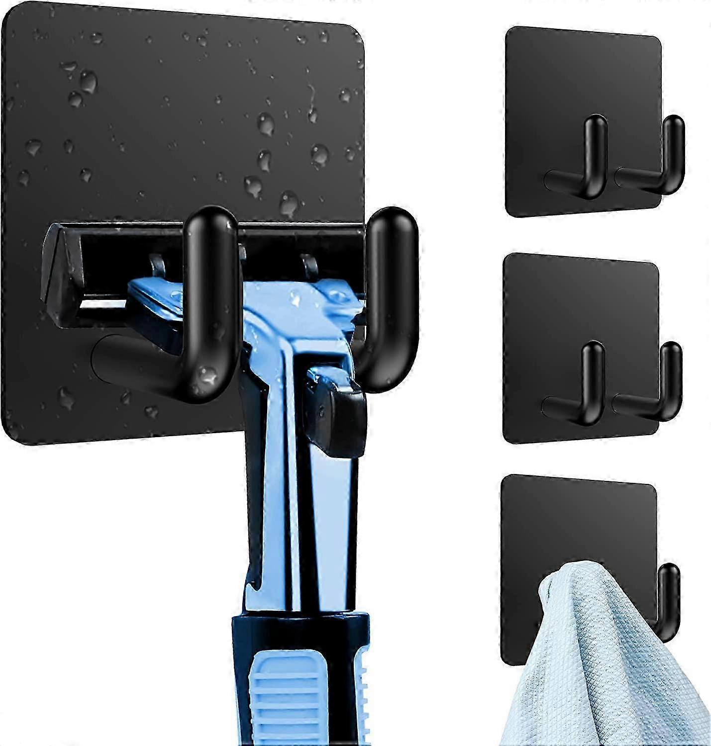 4 Pieces Wall Adhesive Hook (Heavyweight),Black 4.5*4.5*3cm