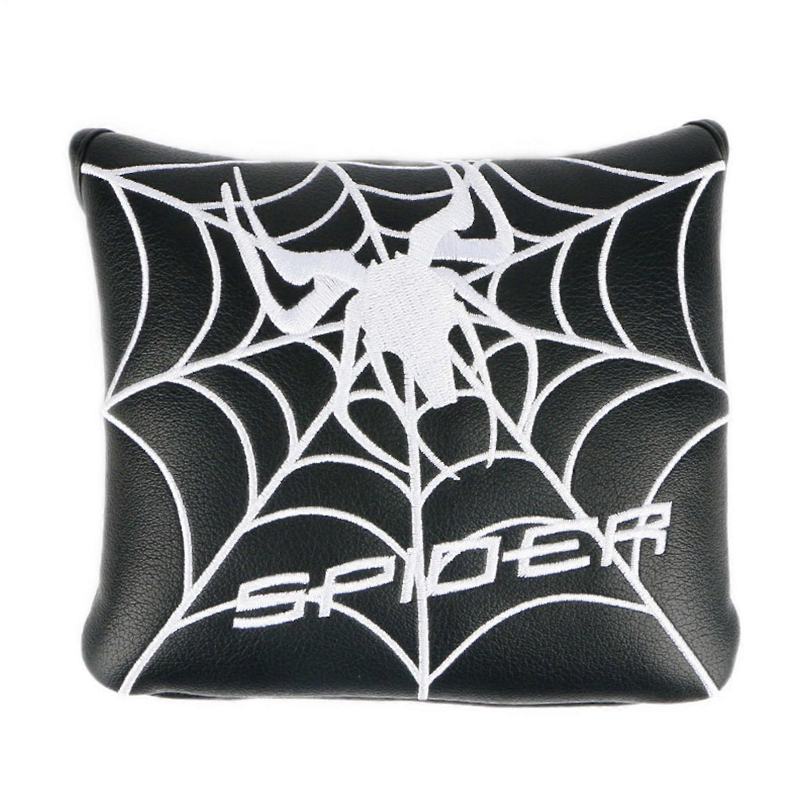 Mallet Putter Headcover with Magnetic Lock Closure, Stylish Spider Design, ScratchResistant Black