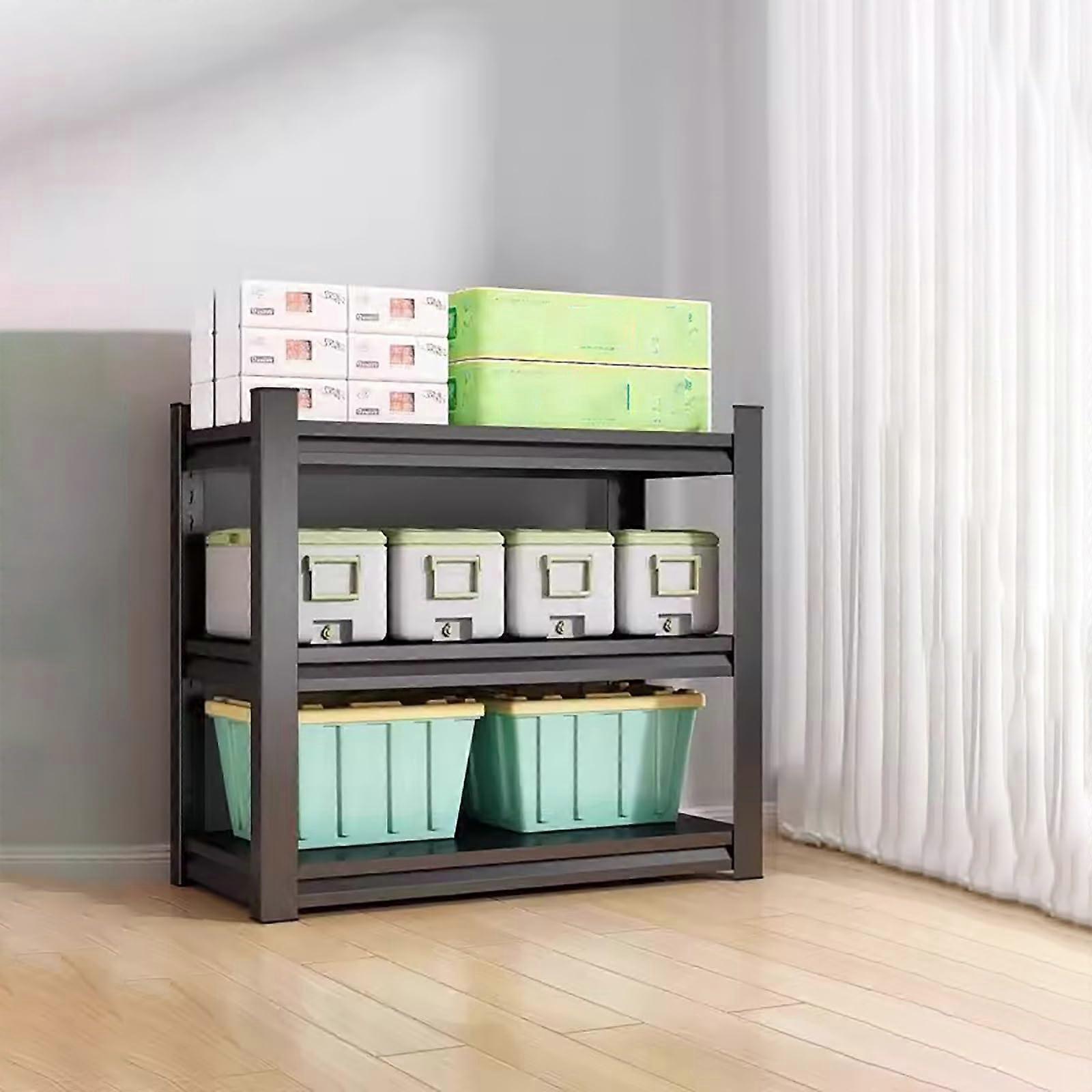 3Tier Adjustable MultiTier Retail Display Rack with Durable Metal Frame for Store Snacks, Black 80x50x113cm