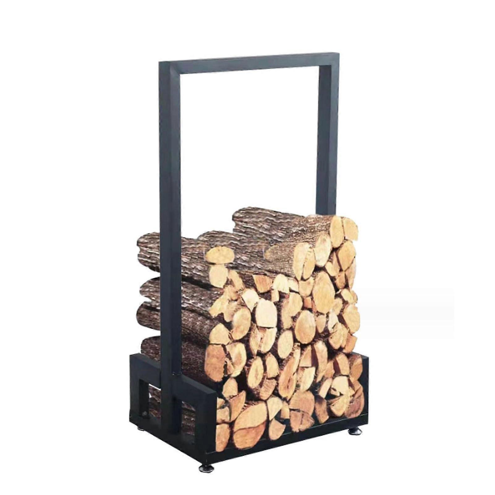 Rustic Pine Firewood Rack for Indoor Outdoor Use, Solid Wood Log Storage Holder with Ample Capacity