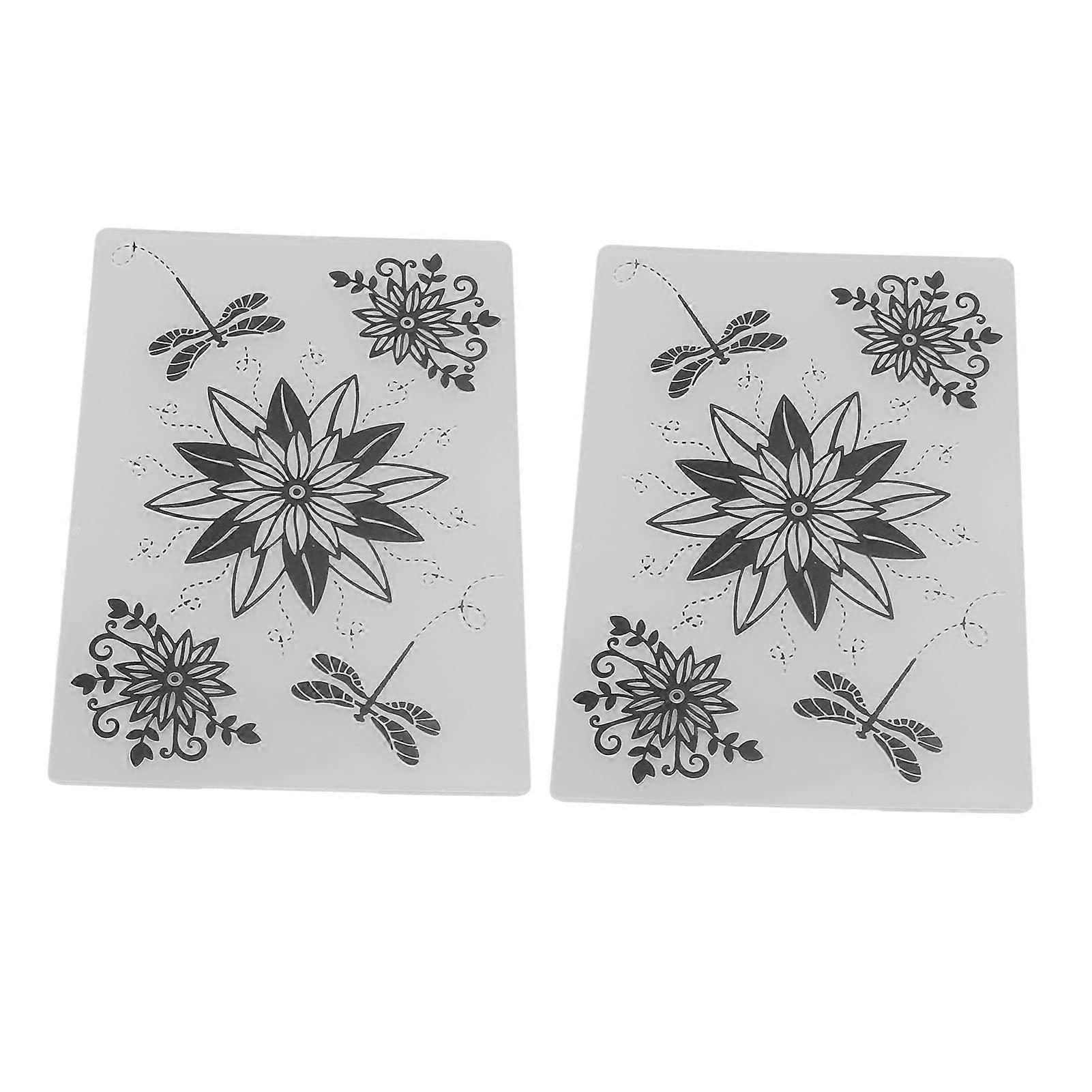 2Pcs Embossing Template for Card Making Invitations Fondant Texture Mat Professional Patterns
