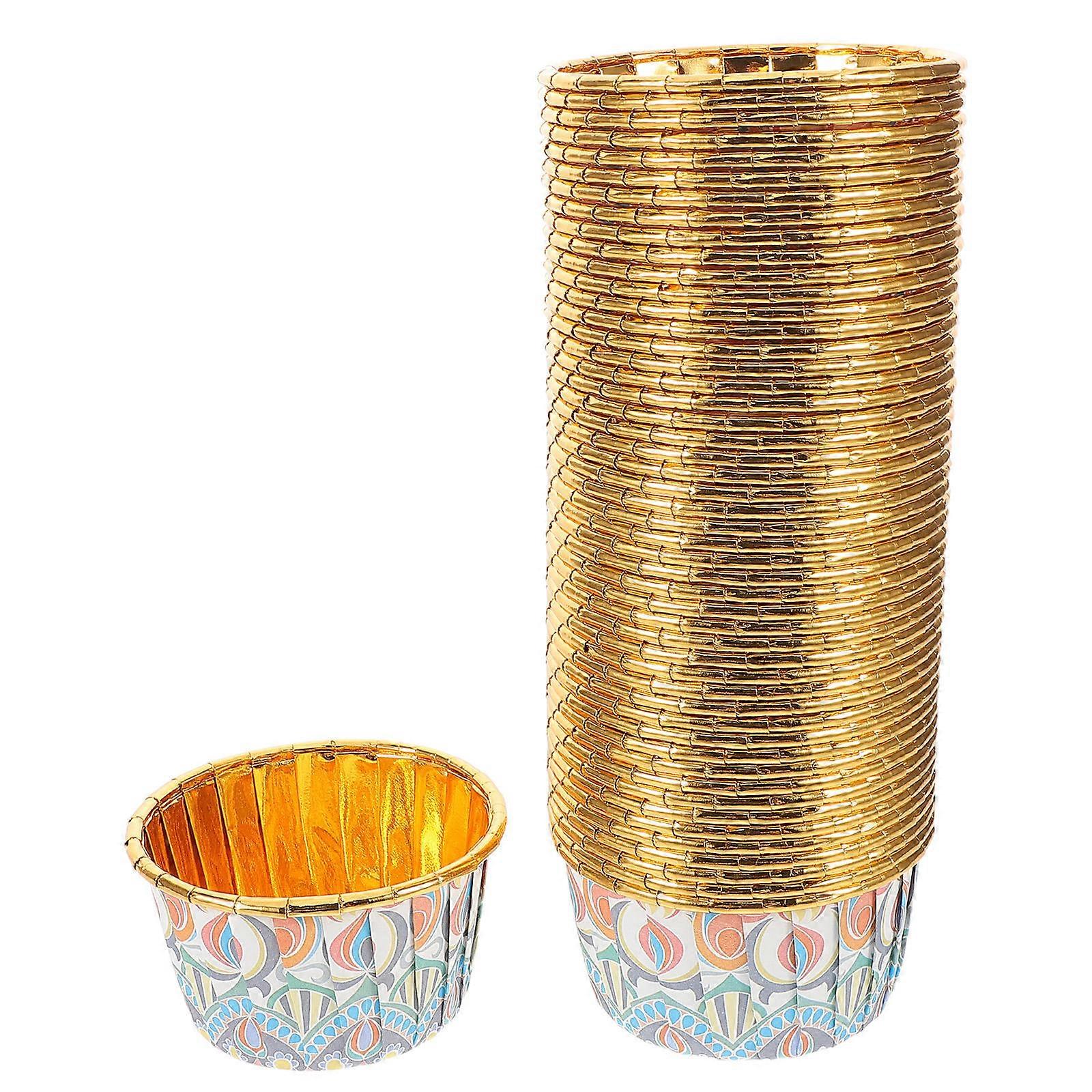 Paper Dessert Cups Baking Cups For Cupcake Pet Material Rolled Edge Design 50Set