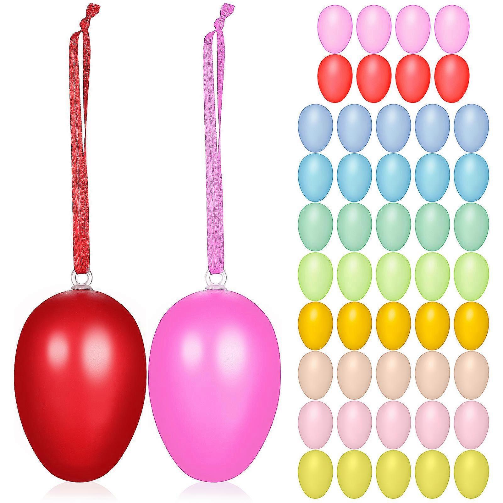 Plastic Easter Egg Decor for Crafts with 50Pcs Hanging Lanyards
