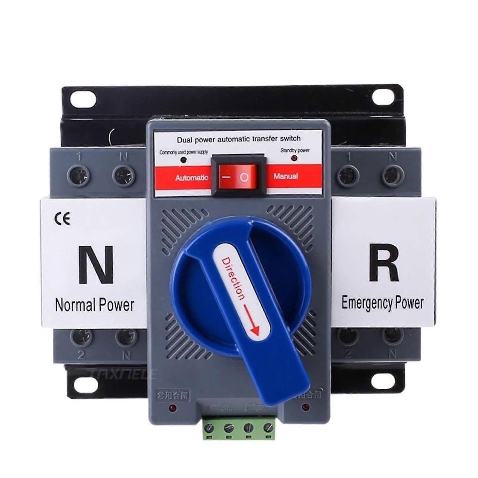 63A 2 Pole Automatic Transfer Switch Dual Power 230V ATS with Quick Rail Installation