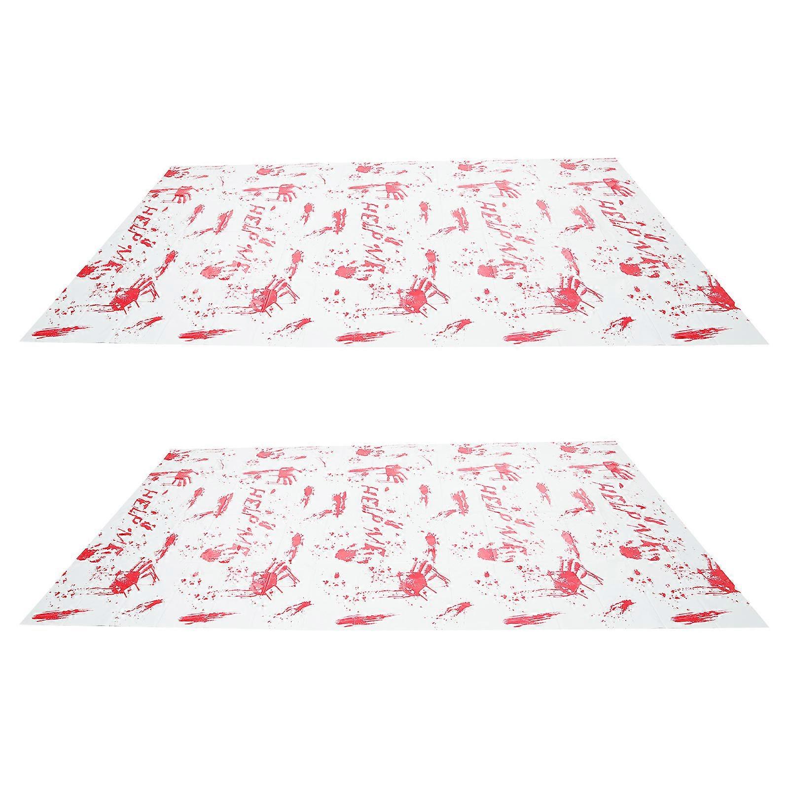Halloween Table Cover Handprint Tablecloth for Decoration 10Pcs White Polyester