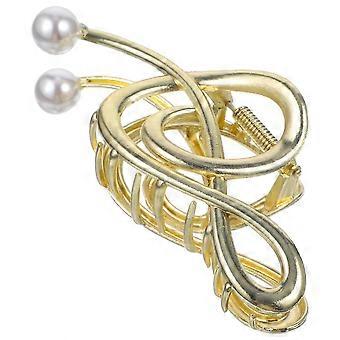 Goldene Haarspange in Form eines Violinschlüssels für Damen mit sicherem Metallgriff und elegantem Design