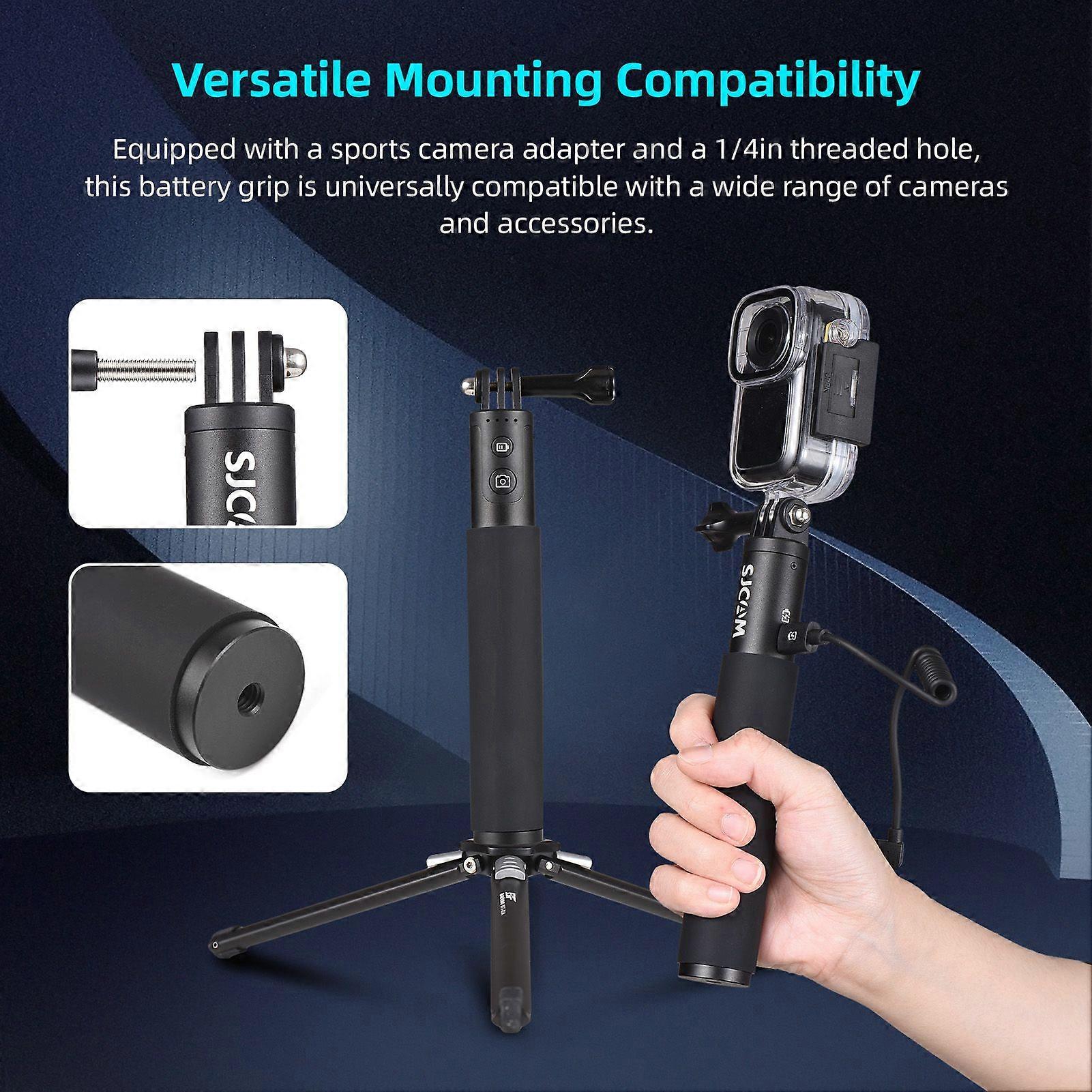 SJCAM Power Bank Handle Grip Universal Battery Power Grip Built-in 4800mAh Battery with Power Indicator 1/4in Screw Hole & Sports Camera Adapter Type-