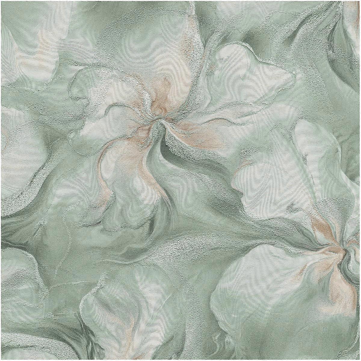 Turquoise/Green Abstract Floral Wallpaper