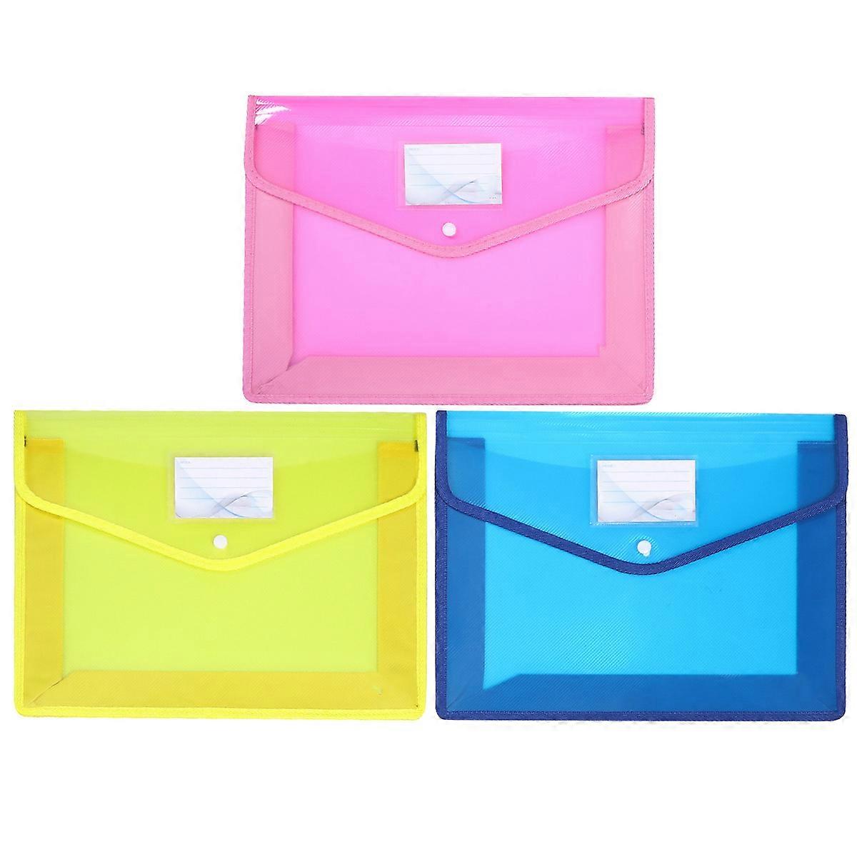 Waterproof Document Folder PVC File Pouch for Document Storage 3Pcs Set Assorted