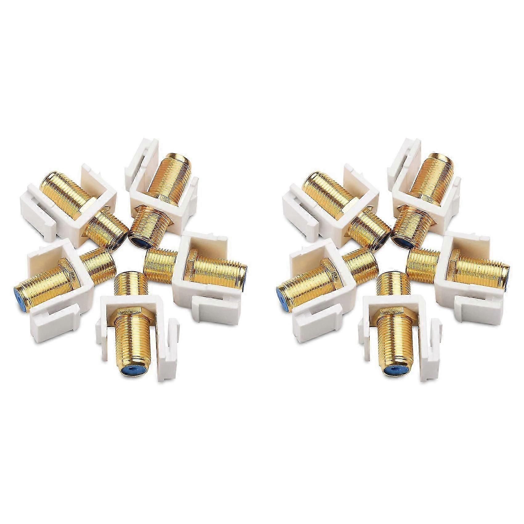 10 Pack RG6 Keystone Jack Insert, Coaxial Keystone Jack Insert Gender Changer