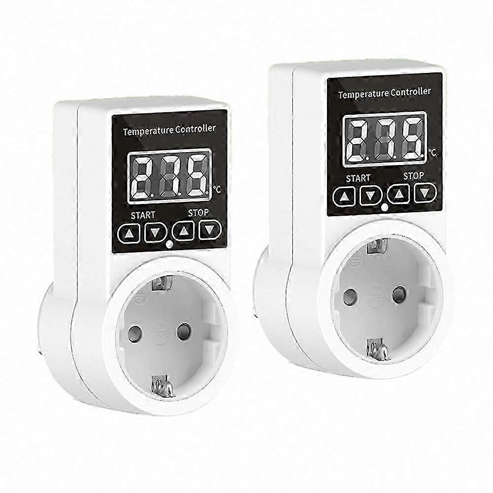 2pack EU Plug Digital Thermostat Socket with Sensor, Waterproof Temperature Controller Switch for Home Heating