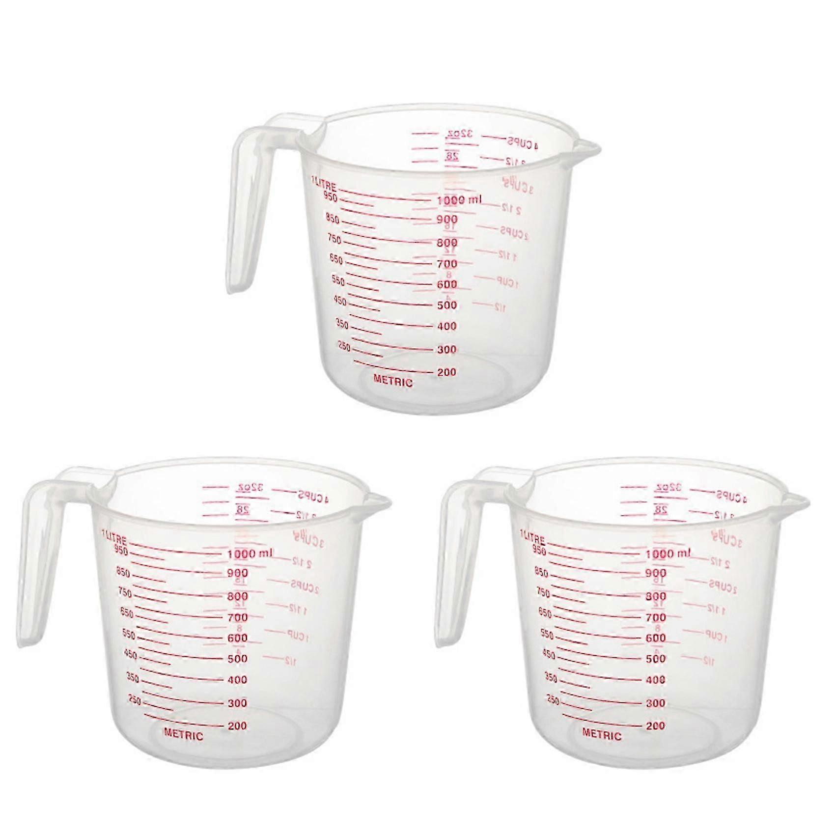 3X 1000Ml Measuring Cup Baking Tool Kitchen Tool Plastic Measuring Cup Tool Cup with Scale