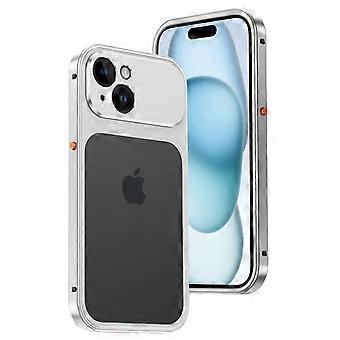 For iPhone 15 Metal Frame Case Magnetic Snap On Frame PC Hollow Back Heat Dissipation Shockproof Cov