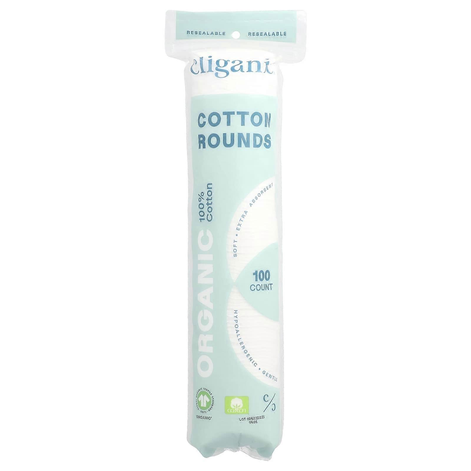 Cliganic, Organic Cotton Rounds, 100 Count, 7-Pack