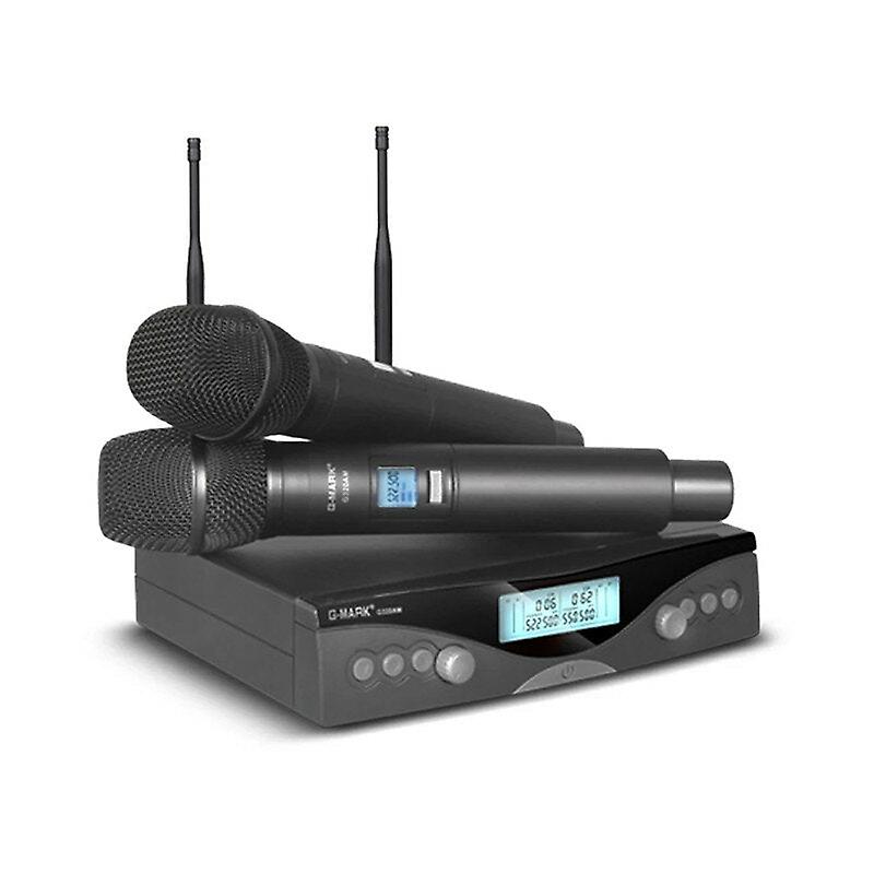 Wireless Microphone Dual Channel Uhf Automatic Handheld Frequency Adjustable 100m Receive