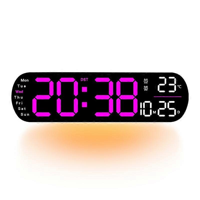 LED Screen Atmosphere Light Wall Clock Dark Pink
