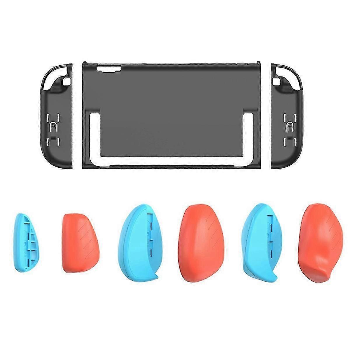 Black Shell+Grip Case Kit Compatible Switch2 Game Console Ergonomic Grip Protector Case Shell Cover with Replace Grips FASTXM