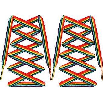 2 Pairs Colorful Gradient Flat Canvas Shoelaces Polyester Woven Sneakers Shoelace 160cm Ca