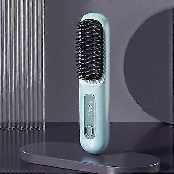 Brosse lissante Go Brush Pro respectueuse des cheveux, brosse chauffante sans fil rechargeable idéale pour les voyages (couleur bleue)