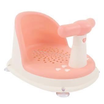 Infant Shower Chair Foldable Soft Detachable Handle PP Skin Proof Baby Bath Seat for Washroom Bathroom Pink