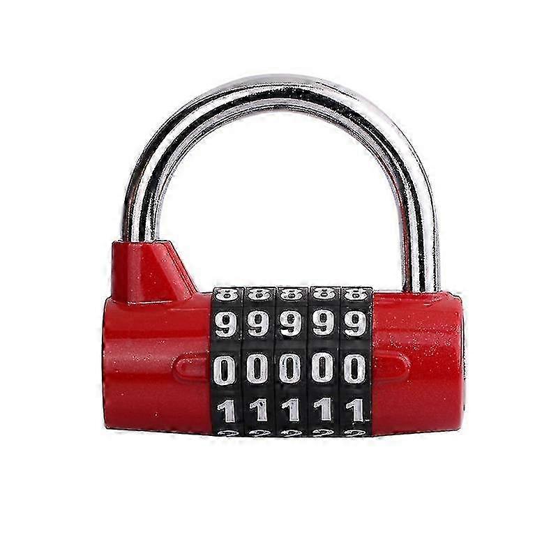 5-Digit Combination Padlock Compatible with Gym Lockers Tool Boxes (Red)