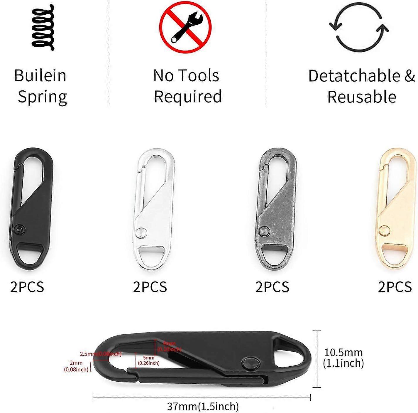 10 Sets Zipper Pull Replacement - 4 Style Zipper Pull Tabs for Zipper Replacement