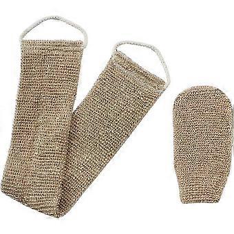 Homgaty Hemp Back Scrubber 100% Natural Exfoliating Back Strap with Mitt Exfoliating Loofah Back Scrubber with Handles for Shower Bath Men and Women