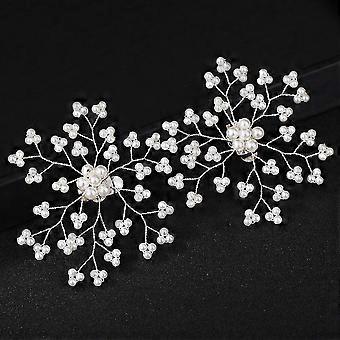 Fashion Shoe Buckle White Pearl Shoe Clip Alloy DIY Shoe Decor Accessories compatible with Wedding Bride Women White