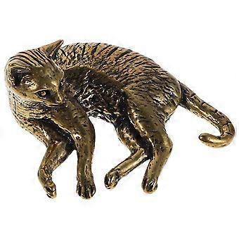 Vintage messing kat beeldje: antieke bronzen Kitten standbeeld voor Home Decor - Collectible Cat Sculpture - Retro dierlijke Ornament voor Bureau of plank