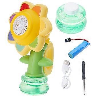 Electric Bubble Fun Toy Bubble Creator with LED Lights for Toddlers Parties Kids Girl Adults Automatic Bubbling  Pink