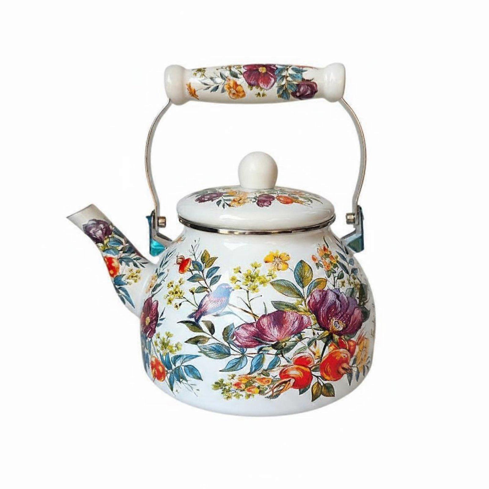 Enamel Kettle Induction Compatible Enamel Tea Kettle Heat Resistant Kitchenware