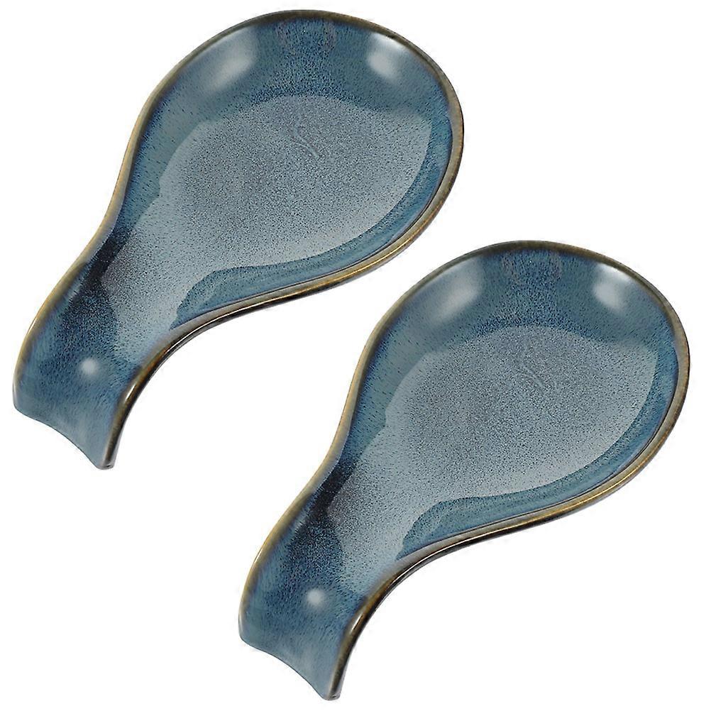 Kitchen Counter Ceramic Spoon Rest Spoon Holder 2Pcs Multi-