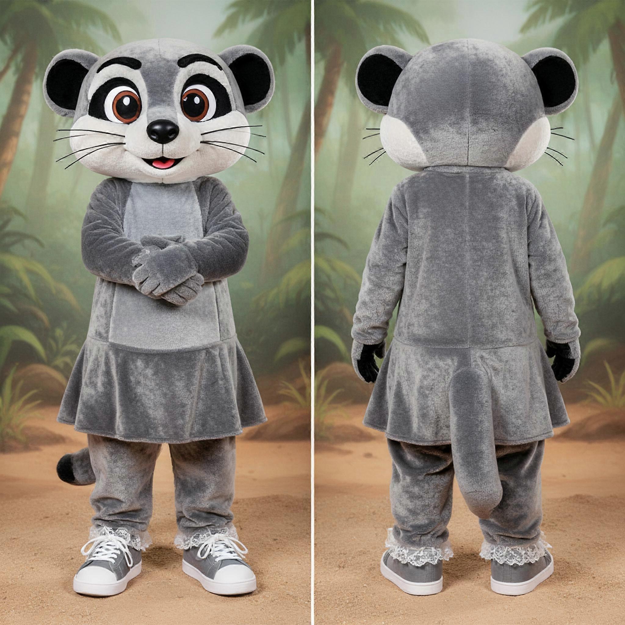 MASTICOT Sandy Gray Playful Meerkat Mascot