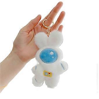 plysj kanin nøkkelring fuzzy PP bomull fullt fylling broderi ryggsekk ornament søt kanin astronaut dyr nøkkelring anheng bag tilbehør