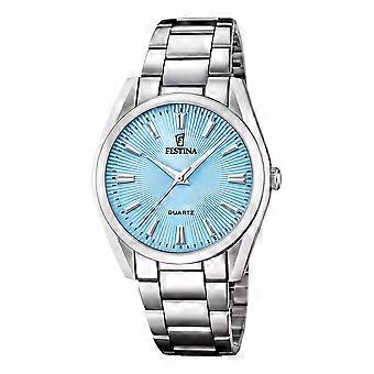 Festina Dameshorloge Alegria Sky Blue Sunburst 37mm Roestvrijstalen Elegant Horloge F20622-P