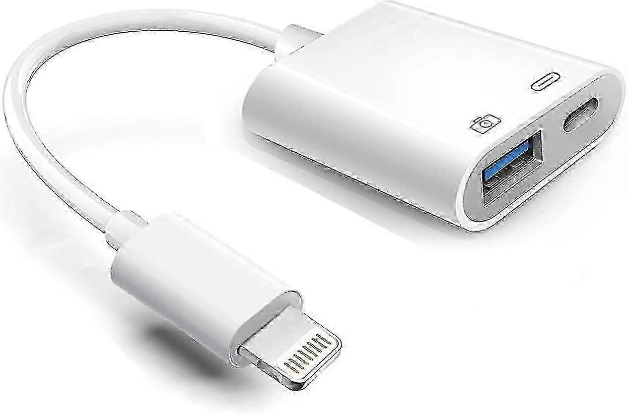 Camera connection kit with charging port compatible with Apple products