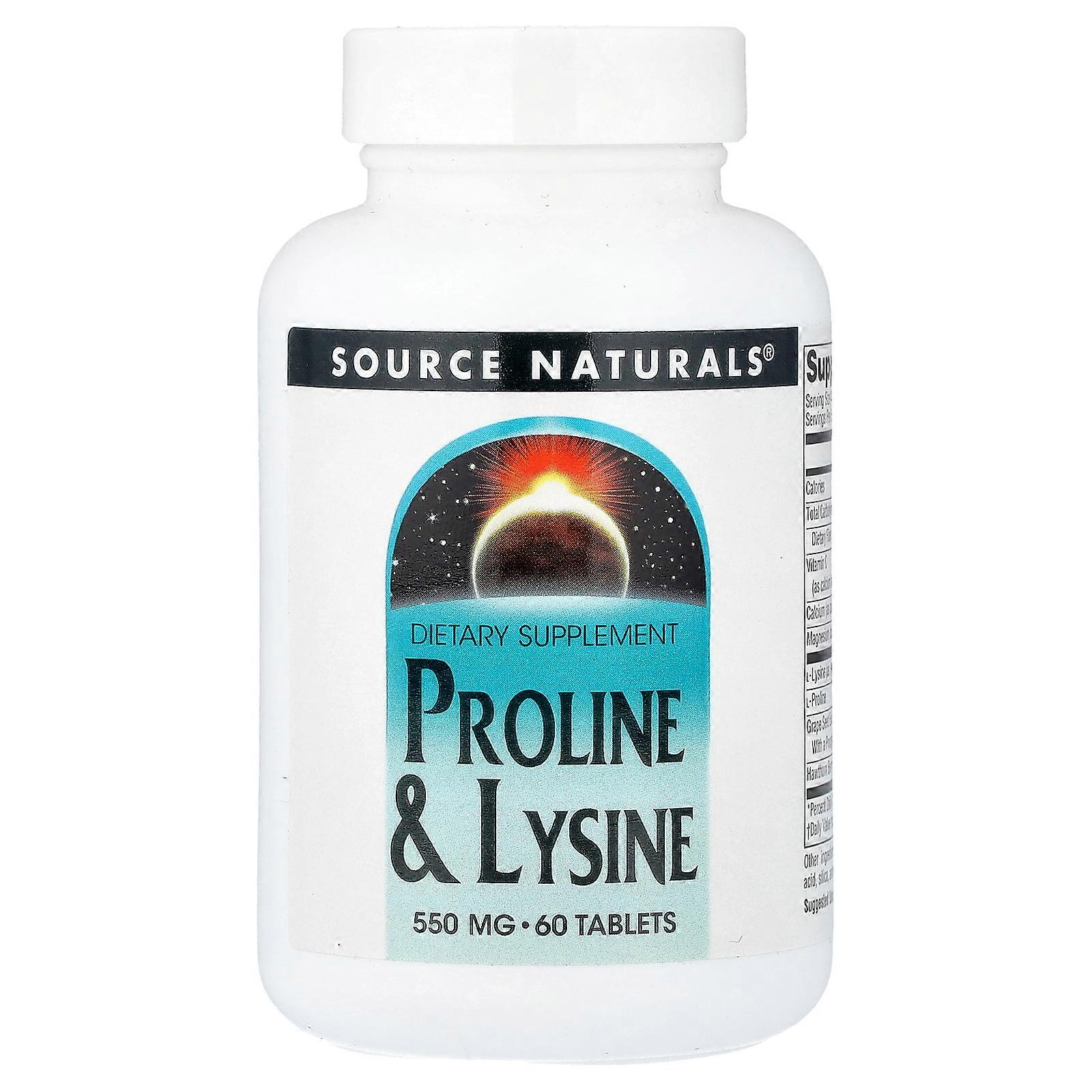 3 x Source Naturals, Proline & Lysine, 60 Tablets