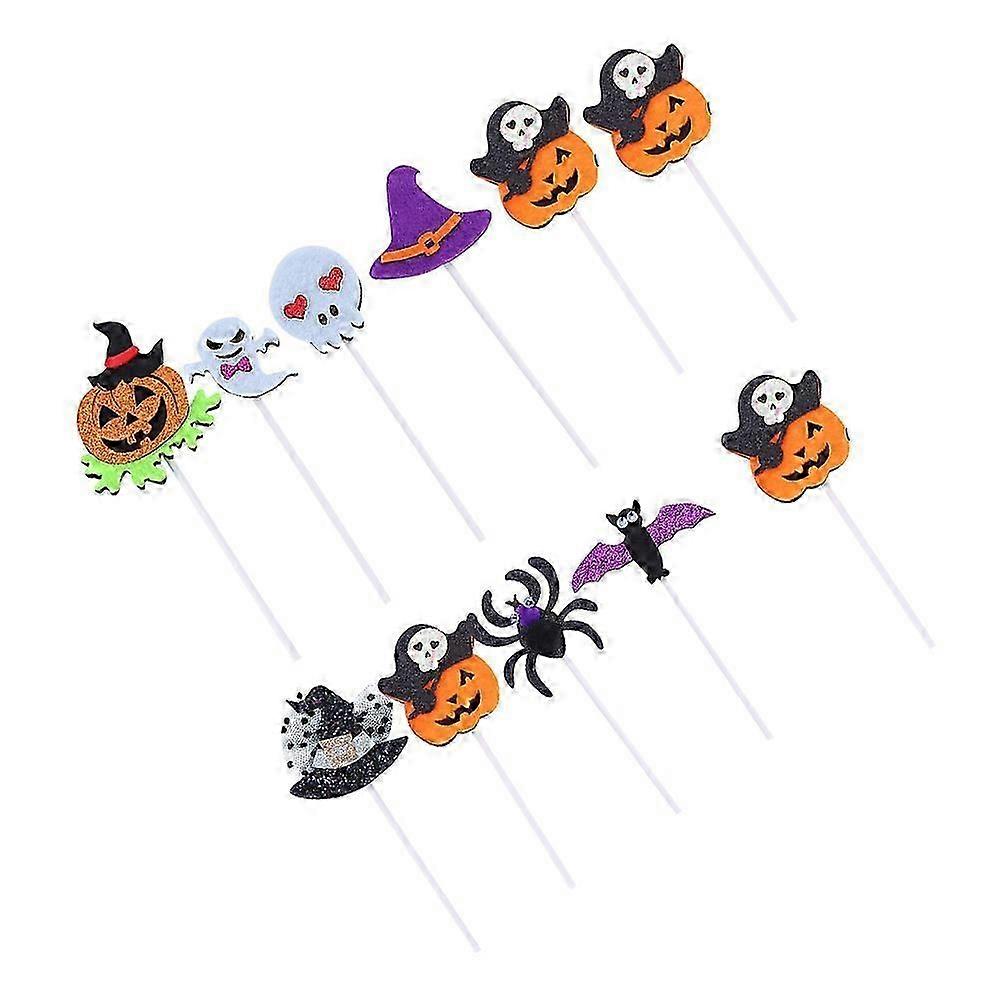 Halloween Ghost Pumpkin Cake Flags 22Pcs Set Cake Insert Cards for Decoration