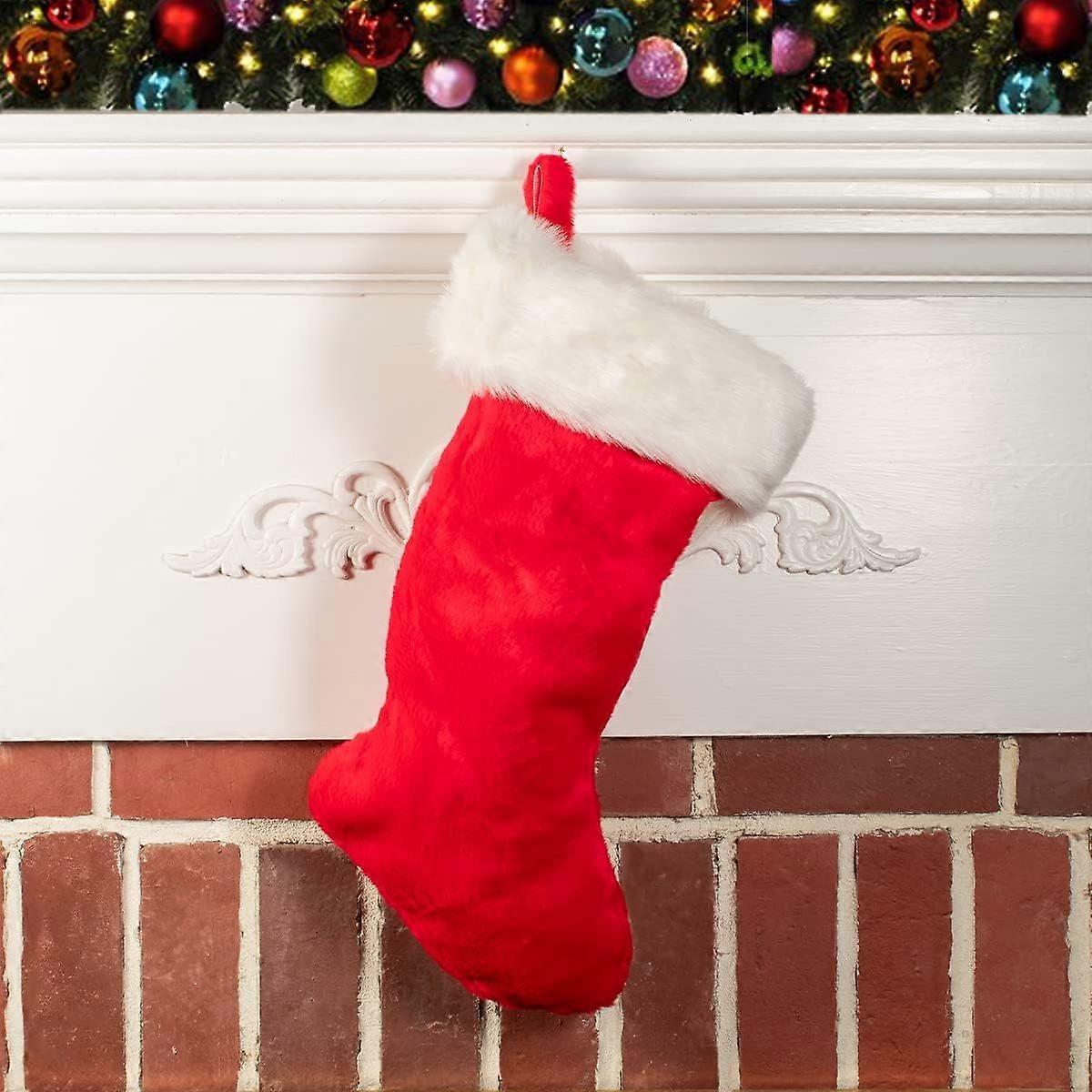 Velvet Plush Christmas Stocking (Red)