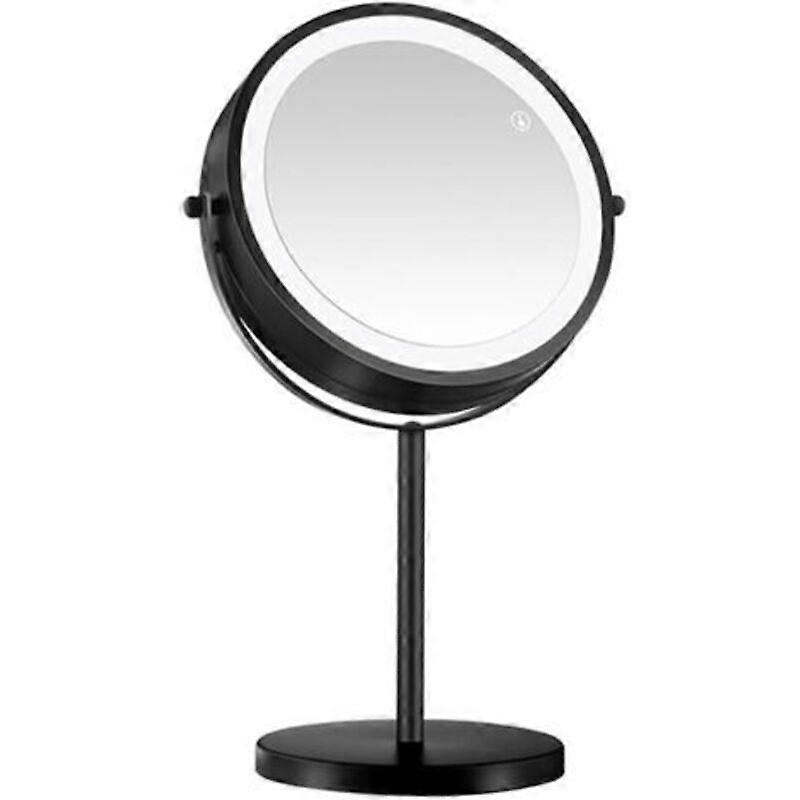 Large lighted dressing table, rotating lighted dressing table, adjustable brightness dressing table (black)