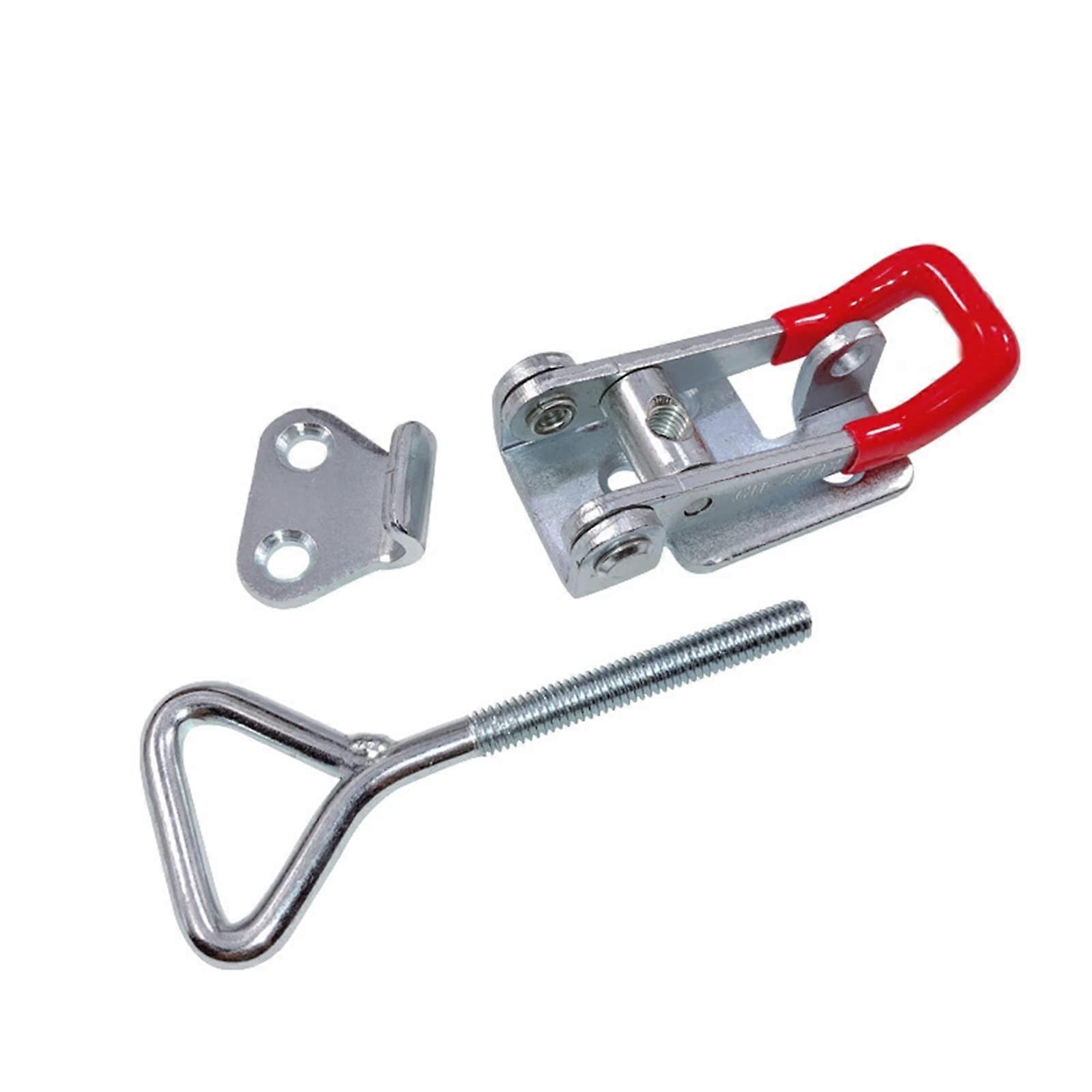 Adjustable Toggle Latch Clamp with Shock Absorption for Cabinet Toolbox Gate Silver Red