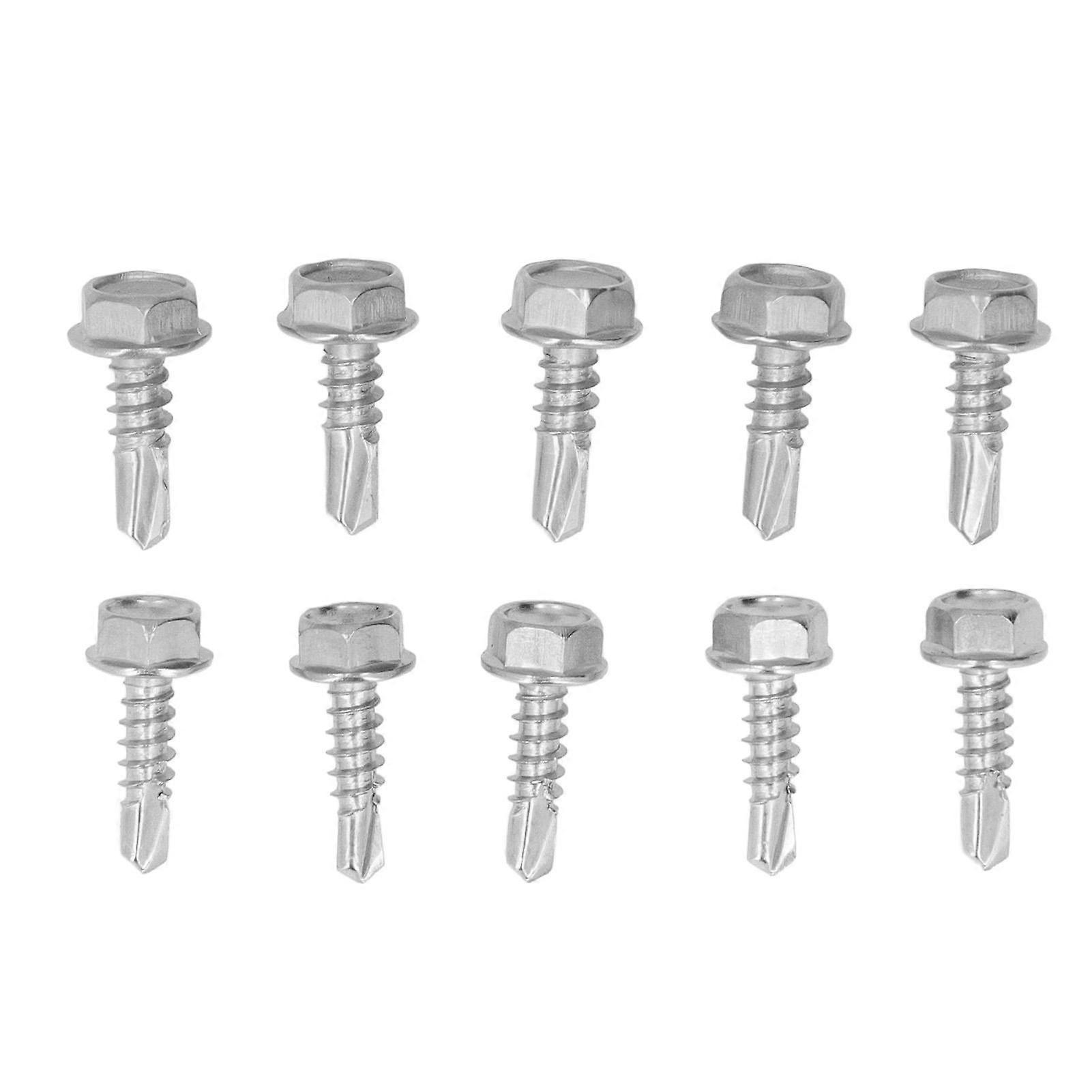 100Pcs Self Drilling Screw Hex Head Fastener 2 Types Accessory Set Kit for Installation