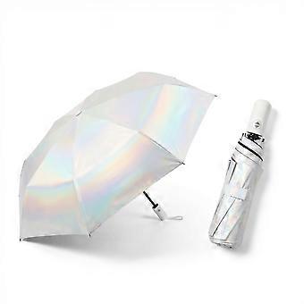 Gradient Color Windproof Umbrella for Women, 8-Rib Manual Open Sunshade Parasol, Colorful Outdoor Rain and Snow Protection, Festive Gift