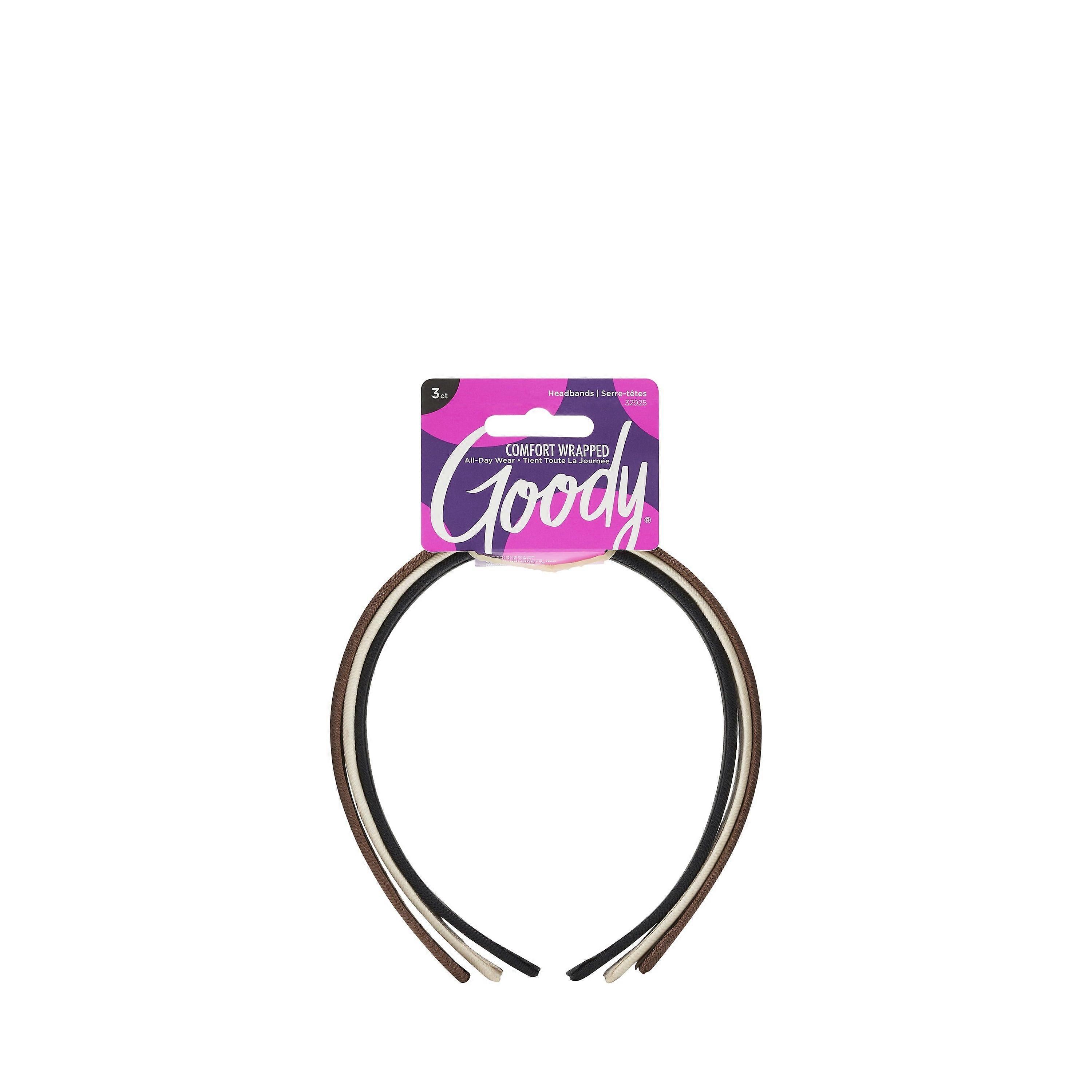 Goody Fabric Covered Headbands for All Hair Types Neutral Tones Comfort Fit 3 ct