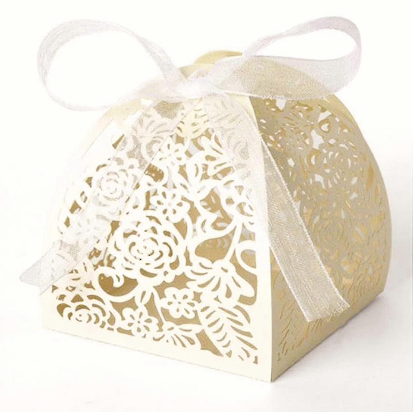 50Pcs Hollow Rose Pattern Candy Boxes Wedding Party Gift Packaging Boxes-SSZFV