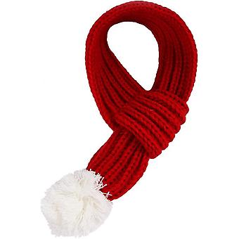 Veeki Christmas Dog Knitted Scarf With White Pompom Warm Bandana Winter Holiday Pet Accessories Cat Scarves For Small Medium Cats Dogs Lovely Winter O