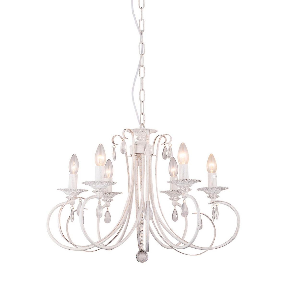 Novia Crystal Multi Arm Chandelier, White, 6x E14